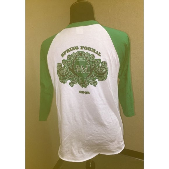 Vintage PHI MU Fraternity/Sorority Spring Formal 2003 Green & White Long Sleeve - Picture 5 of 6